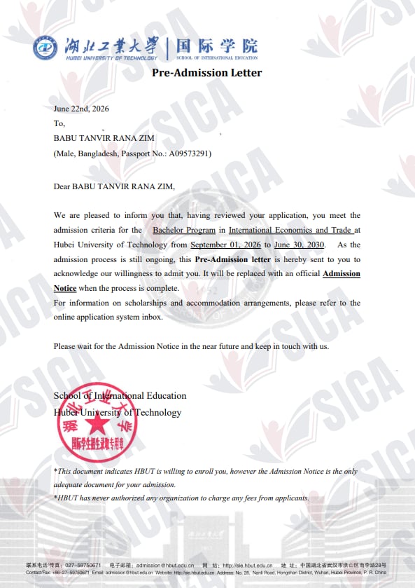 BABU TANVIR RANA ZIM — Hubei University of Technology