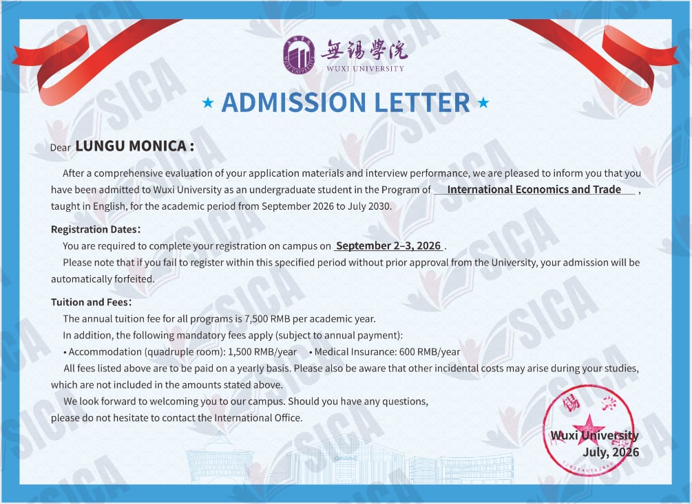 LUNGU MONICA — Wuxi University