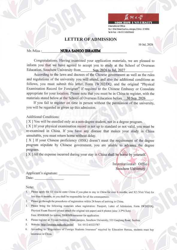 NURA SANGO IBRAHIM — Soochow University